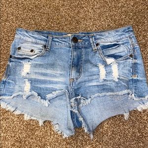 Light blue denim shorts